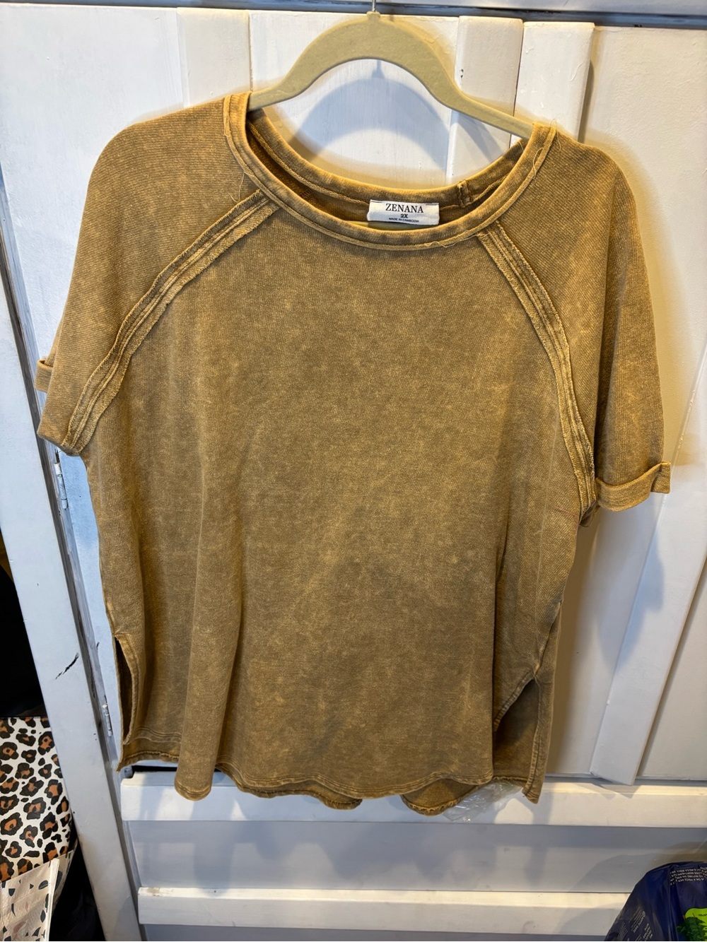 Zenana Outfitters Washed Tan Short Sleeve Tee